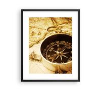 Cuadro Poster de Pared 40x50cm Póster Marco Compás viejo viajando viaje Wall Art