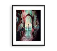 Cuadro Poster de Pared 40x50cm Póster Marco Fantasía Puerta Jardín Wall Art