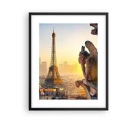 Cuadro Poster de Pared 40x50cm Póster Marco Gárgolas Torre Eiffel Wall Art