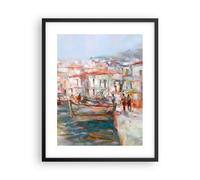 Cuadro Poster de Pared 40x50cm Póster Marco Isla Barcos Puerto Wall Art Prints
