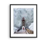 Cuadro Poster de Pared 40x50cm Póster Marco Linterna Mar Tormenta Wall Art