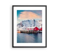 Cuadro Poster de Pared 40x50cm Póster Marco Lofoten Aldea Pesca Wall Art Prints
