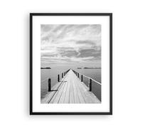 Cuadro Poster de Pared 40x50cm Póster Marco Madera Puente Mar Wall Art Prints