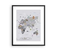 Cuadro Poster de Pared 40x50cm Póster Marco Mapa El Mundo Continentes Wall Art