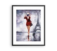 Cuadro Poster de Pared 40x50cm Póster Marco Mujer Torre Eiffel Wall Art Prints