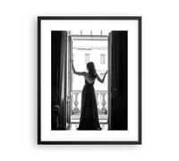 Cuadro Poster de Pared 40x50cm Póster Marco Mujer Ventana Balcón Wall Art Prints