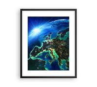 Cuadro Poster de Pared 40x50cm Póster Marco Noche espacio mundo vista Wall Art