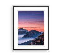 Cuadro Poster de Pared 40x50cm Póster Marco Oeste El Sol Montañas Wall Art