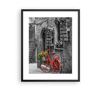 Cuadro Poster de Pared 40x50cm Póster Marco rojo bicicleta avenida Wall Art