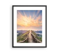 Cuadro Poster de Pared 40x50cm Póster Marco Sendero Montaña Azores Wall Art