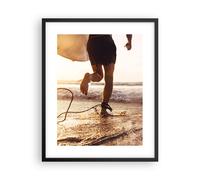 Cuadro Poster de Pared 40x50cm Póster Marco Surf Playa Alegría Wall Art Prints