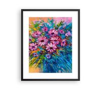 Cuadro Poster de Pared 40x50cm Póster Marco Un ramo Flores Aceite Wall Art