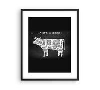 Cuadro Poster de Pared 40x50cm Póster Marco Vaca carne cocinar gráfico Wall Art
