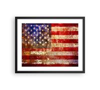 Cuadro Poster de Pared 50x40cm Marco América bandera nacional patriótico Art