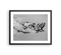 Cuadro Poster de Pared 50x40cm Marco Escrito A Mano Manos Blanco Y Negro Art