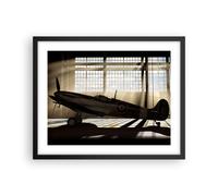 Cuadro Poster de Pared 50x40cm Póster Marco Airplain Hangar vuelo histórico Art