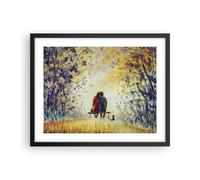 Cuadro Poster de Pared 50x40cm Póster Marco Amantes En Banco Wall Art Prints