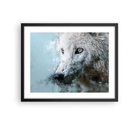 Cuadro Poster de Pared 50x40cm Póster Marco Blanco El Lobo Imagen Wall Art