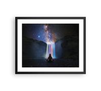 Cuadro Poster de Pared 50x40cm Póster Marco Cascada Las Estrellas Meditación Art