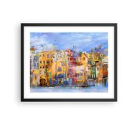 Cuadro Poster de Pared 50x40cm Póster Marco casco antiguo casa de vivienda Art