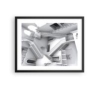 Cuadro Poster de Pared 50x40cm Póster Marco Ciencia Ilusión Escaleras Wall Art