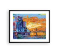 Cuadro Poster de Pared 50x40cm Póster Marco Ciudad Puente Empasto Wall Art