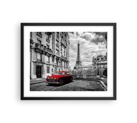 Cuadro Poster de Pared 50x40cm Póster Marco Coche Eiffle calle edificio Wall Art