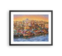 Cuadro Poster de Pared 50x40cm Póster Marco Colores Ciudad Turquía Wall Art
