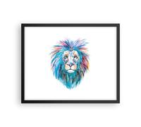 Cuadro Poster de Pared 50x40cm Póster Marco Colorido león melena Wall Art Prints