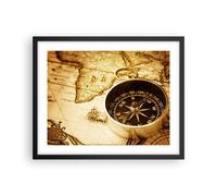Cuadro Poster de Pared 50x40cm Póster Marco Compás viejo viajando viaje Wall Art