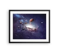 Cuadro Poster de Pared 50x40cm Póster Marco Cosmos Planetas Las Estrellas Art