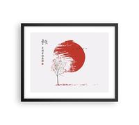 Cuadro Poster de Pared 50x40cm Póster Marco Japón Flor Cerezas Wall Art Prints