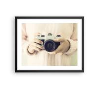Cuadro Poster de Pared 50x40cm Póster Marco La Cámara Retro Fotografía Wall Art