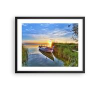 Cuadro Poster de Pared 50x40cm Póster Marco lago barco agua Wall Art Prints