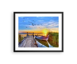 Cuadro Poster de Pared 50x40cm Póster Marco lago barco agua Wall Art Prints