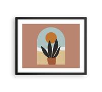Cuadro Poster de Pared 50x40cm Póster Marco Minimalista Ventana Flor Wall Art