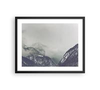 Cuadro Poster de Pared 50x40cm Póster Marco Montañas Bosque Niebla Wall Art