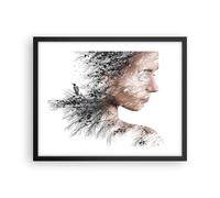 Cuadro Poster de Pared 50x40cm Póster Marco Mujer Doble Exposición Wall Art