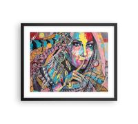Cuadro Poster de Pared 50x40cm Póster Marco mujer folklore Wall Art Prints Decor