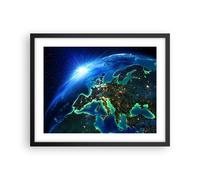 Cuadro Poster de Pared 50x40cm Póster Marco Noche espacio mundo vista Wall Art