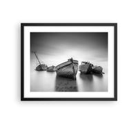 Cuadro Poster de Pared 50x40cm Póster Marco Łódź Naufragio Barco Wall Art Prints