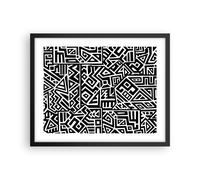 Cuadro Poster de Pared 50x40cm Póster Marco Op Art. Negro Blanco Wall Art Prints