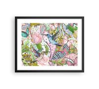 Cuadro Poster de Pared 50x40cm Póster Marco pájaro mariposa flor Wall Art Prints