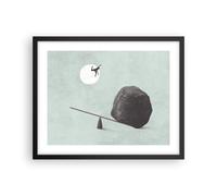 Cuadro Poster de Pared 50x40cm Póster Marco Piedra Palanca Física Wall Art