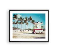 Cuadro Poster de Pared 50x40cm Póster Marco playa miami florida Wall Art Prints
