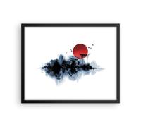 Cuadro Poster de Pared 50x40cm Póster Marco rojo sol puerta Wall Art Prints
