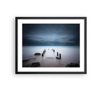 Cuadro Poster de Pared 50x40cm Póster Marco Rompeolas Niebla Noche Wall Art