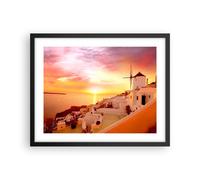 Cuadro Poster de Pared 50x40cm Póster Marco Santorini Grecia vacaciones Wall Art