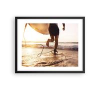 Cuadro Poster de Pared 50x40cm Póster Marco Surf Playa Alegría Wall Art Prints