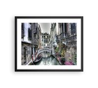 Cuadro Poster de Pared 50x40cm Póster Marco Venecia puente agua Wall Art Prints